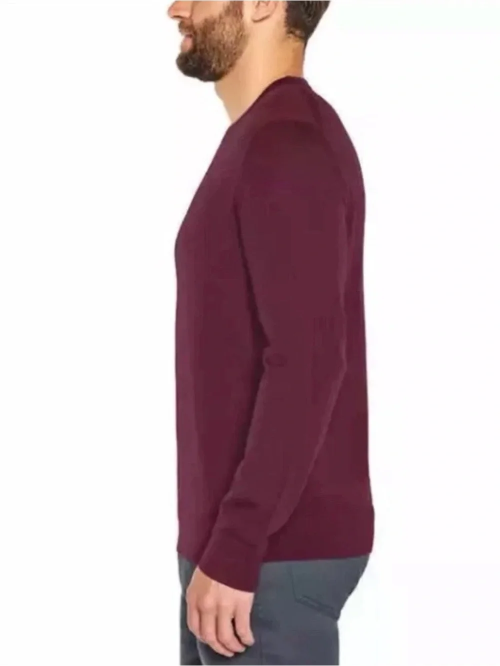 NWT Banana Republic Men’s Crew Neck 100% Marino Wool Sweater XXL Maroon Burgundy